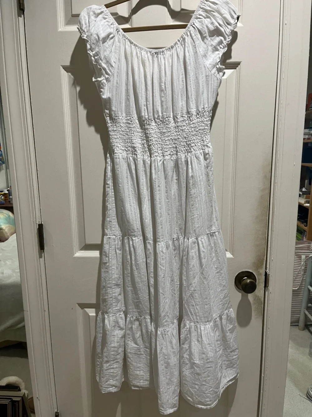 Rails White Tie-Neck Smocked Top - Picture 3 of 4